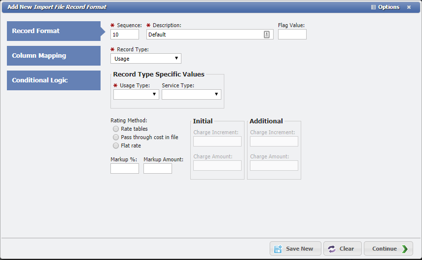 Usage Import File Record Format