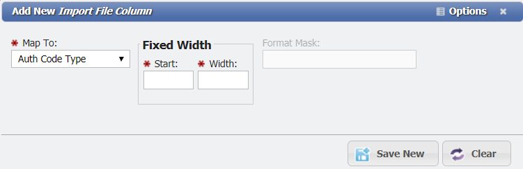 Add Add New Import File Column form