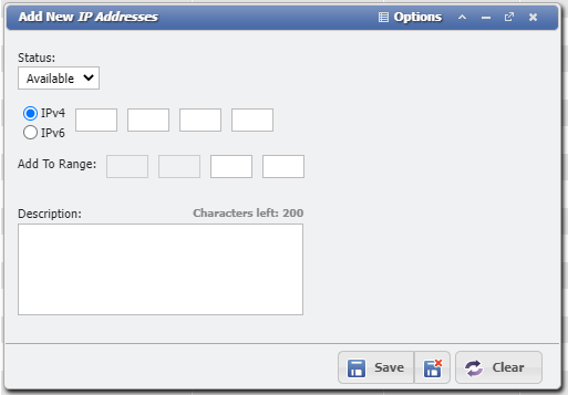 Add New IP Addresses Form example