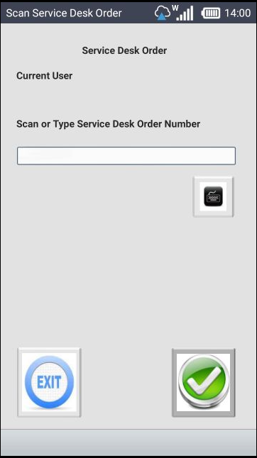 Scan Service Desk Order screen