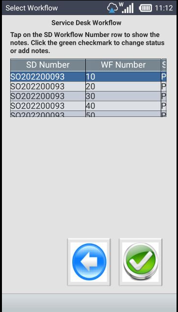 Select Workflow screen