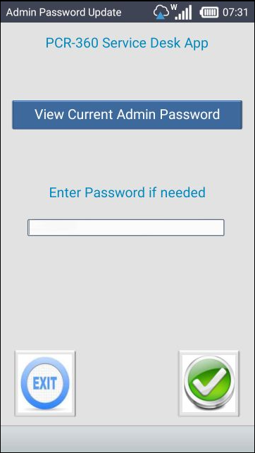Admin Password Update screen