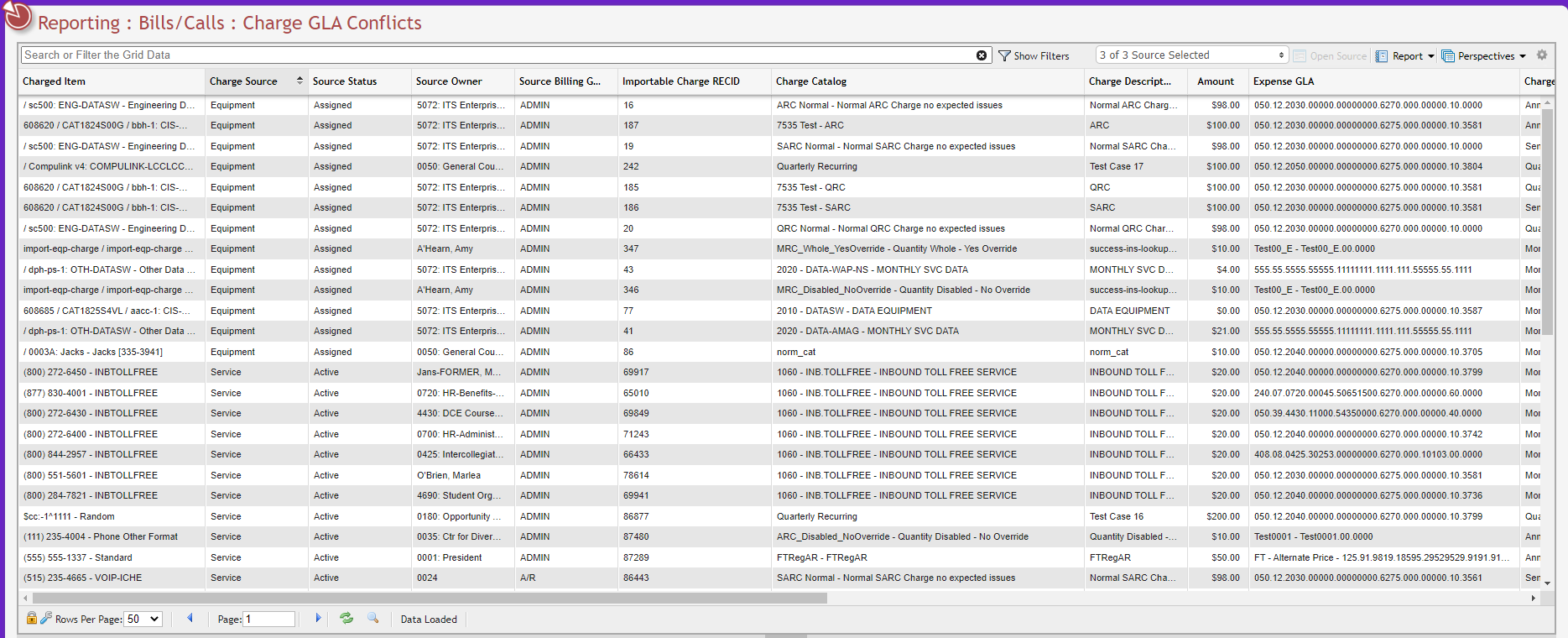Charge GLA Conflicts Grid