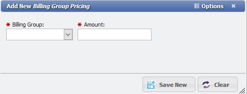 Add Billing Group Pricing form example