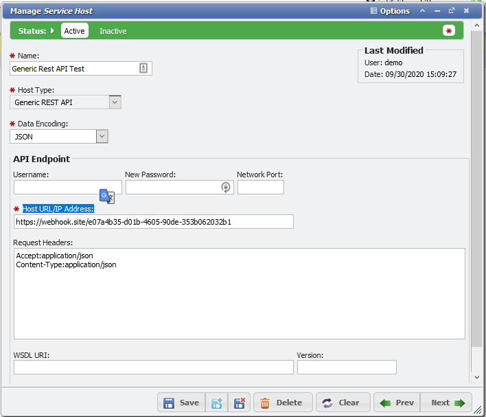 New Service Host Example