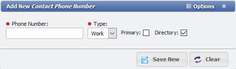 Add New Contact Phone Number form