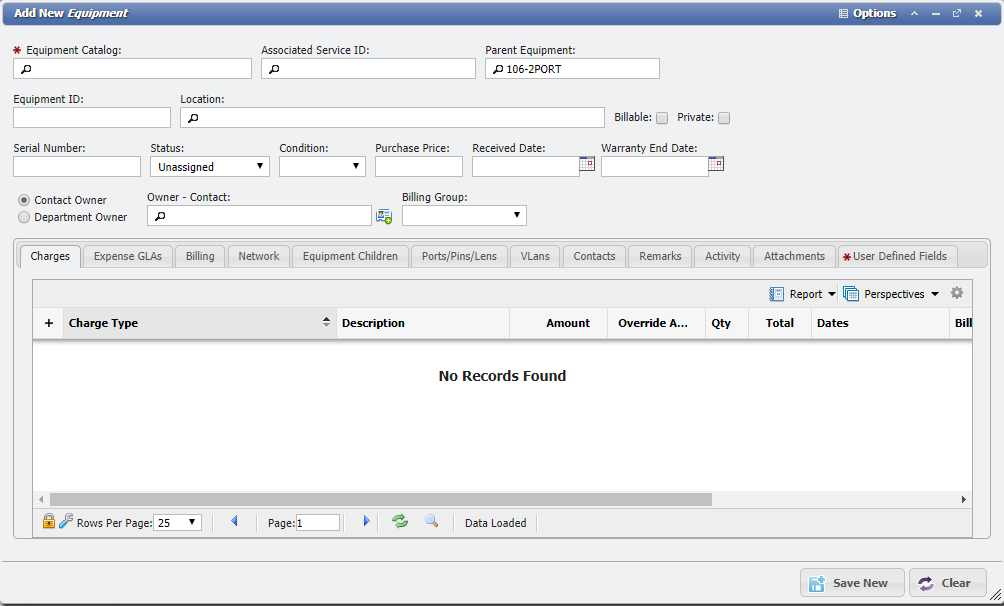 Add New Child Equipment From example