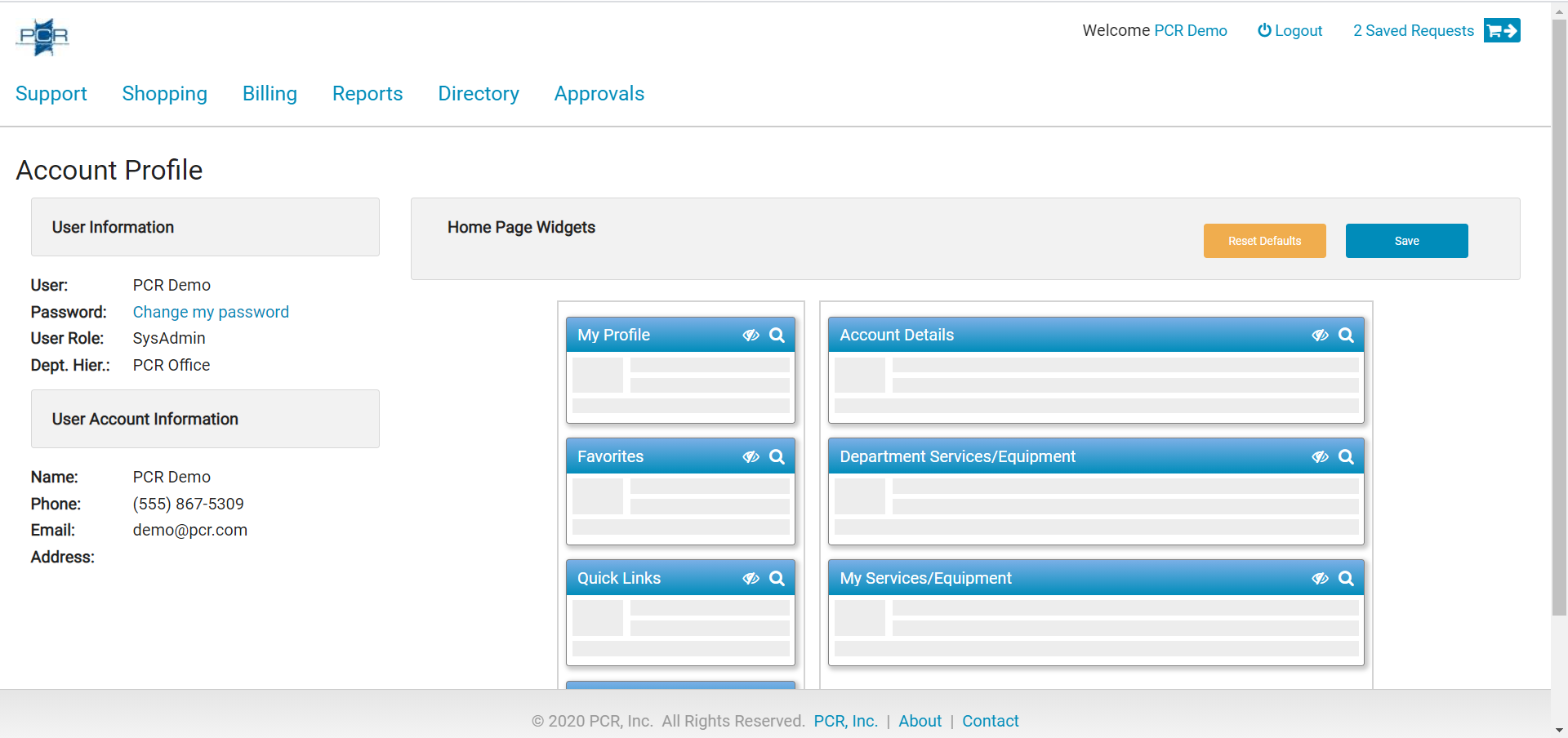 Account Profile Page