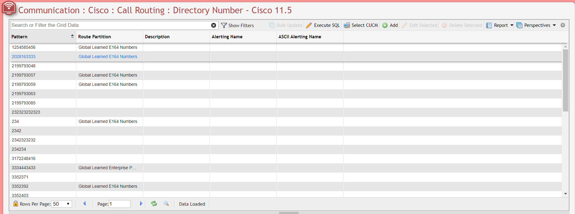 Cisco Intercom Directory Number Grid example