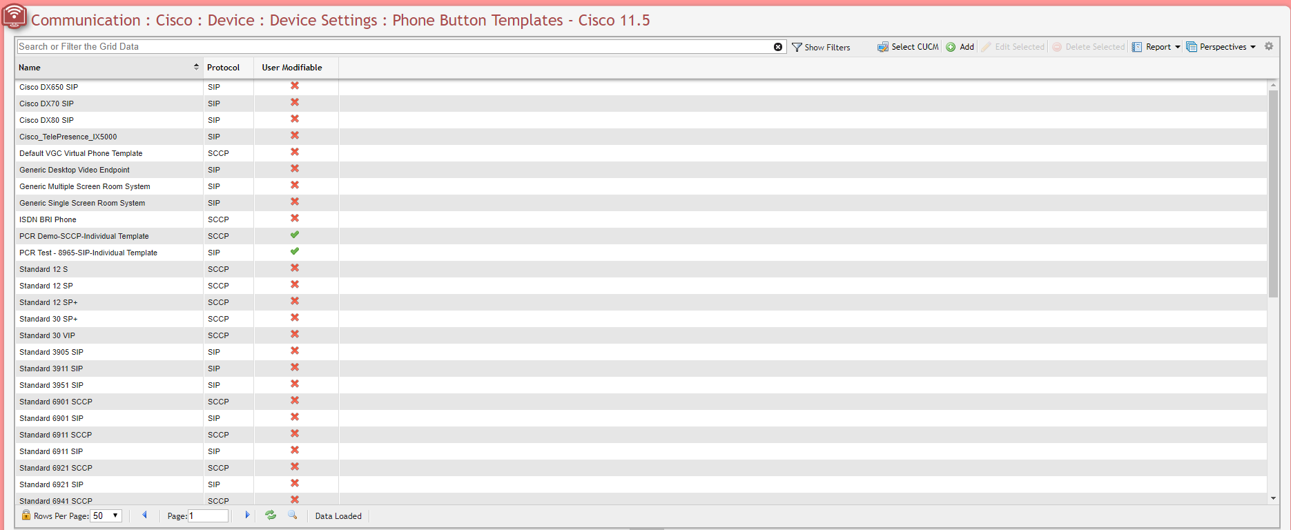 Cisco Phone Button Templates Grid example