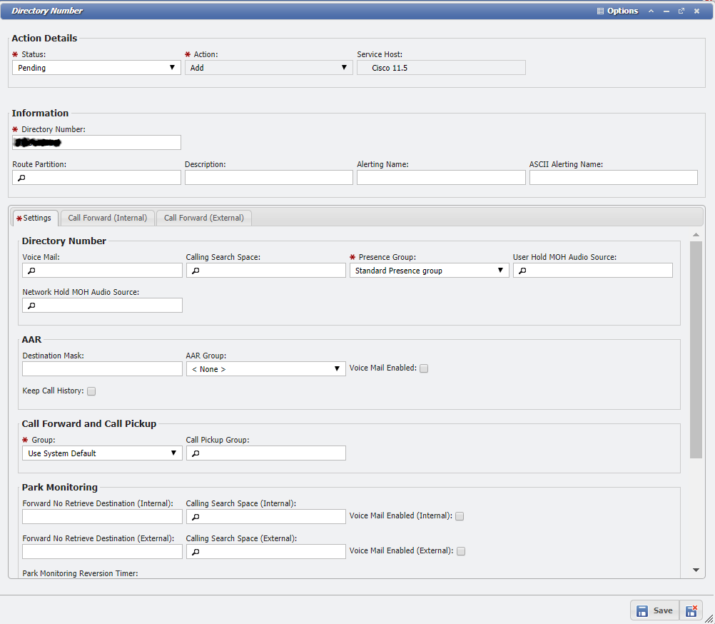 Directory Number example