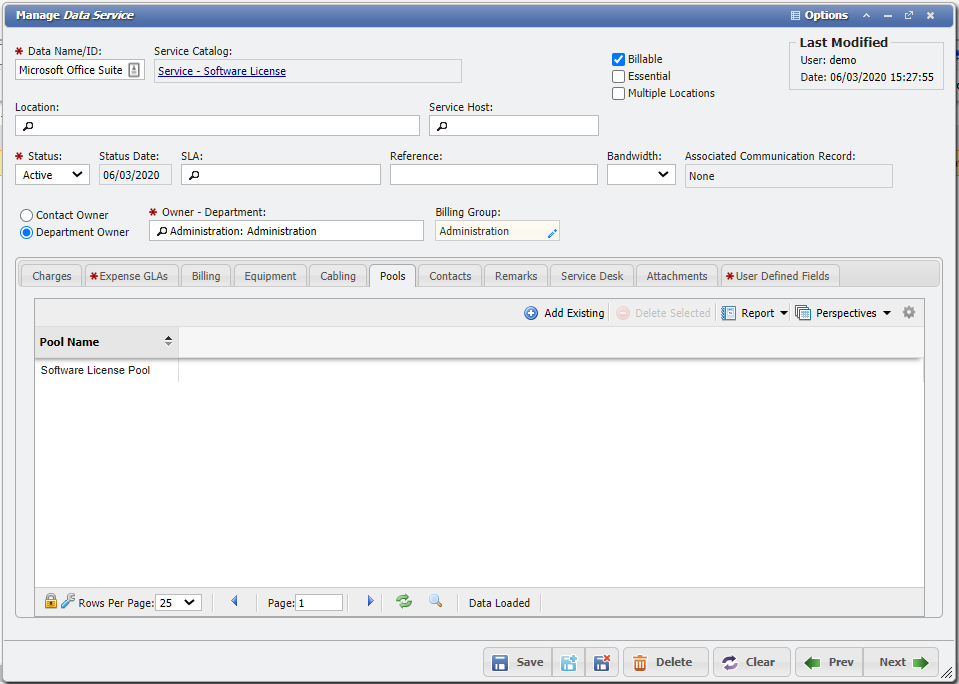 Example of a Service License