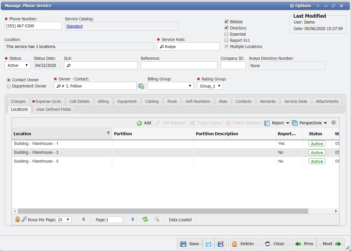 Manage Phone Service form example