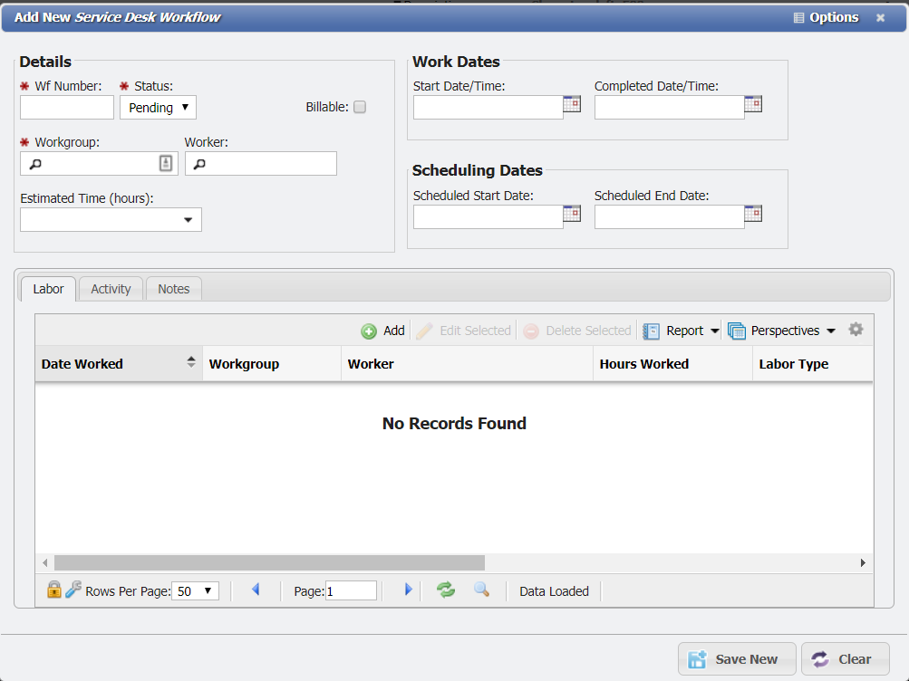 Add New Service Desk Workflow example