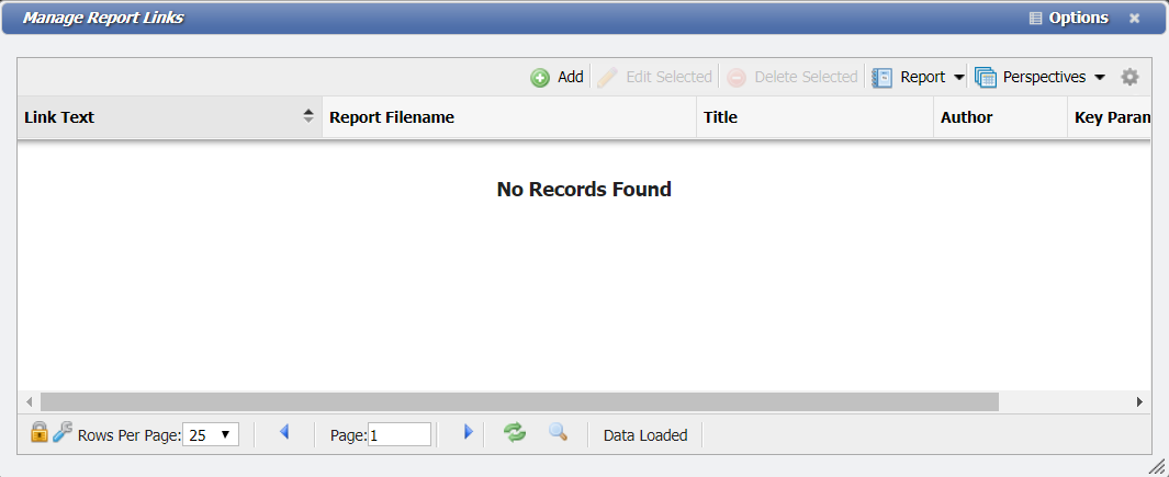 Manage Report Links form example