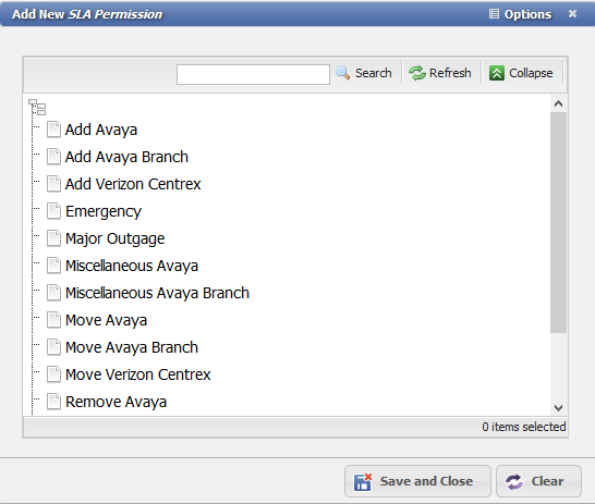 AddNew SLA Permission form