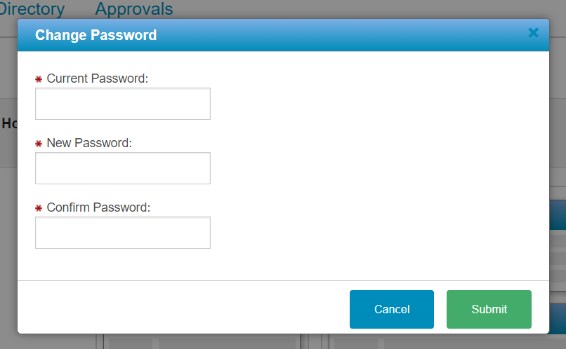Change Password Dialogue