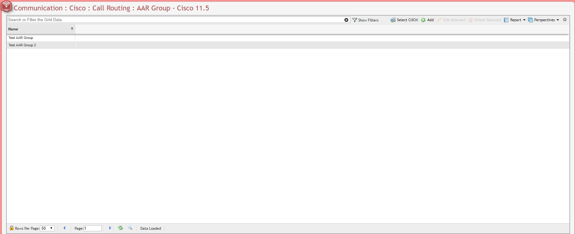 Cisco AAR Group Grid example