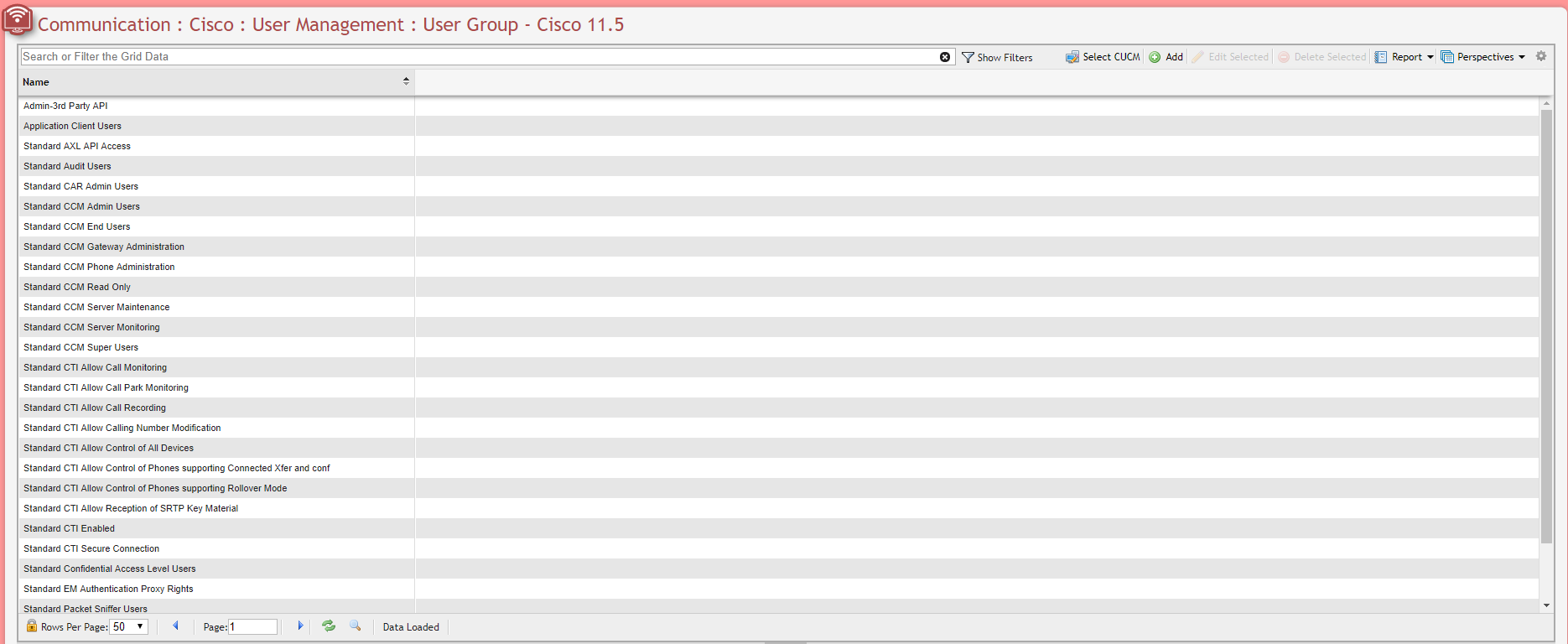 User Management User Group Grid example