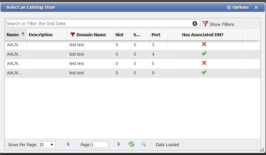 Select an Existing Item form example
