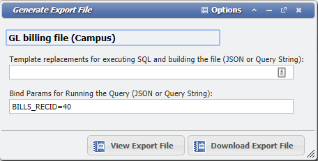 Generate Export File form example