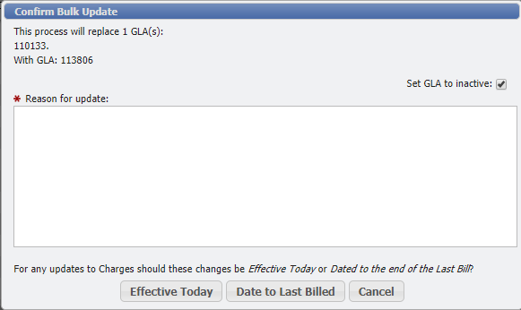 Confirm Bulk Update dialogue example