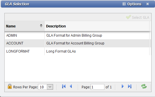 GLA Format Selection example