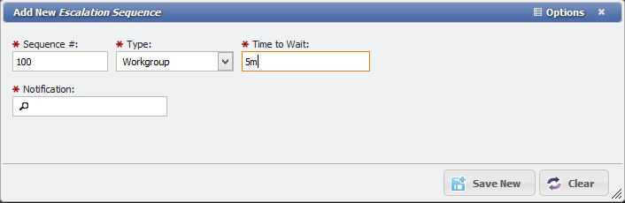 Add New Escalation Sequence form example