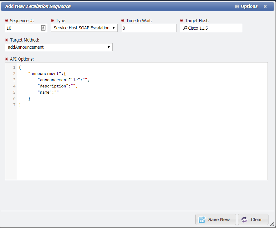 Add New Escalation Sequence form example