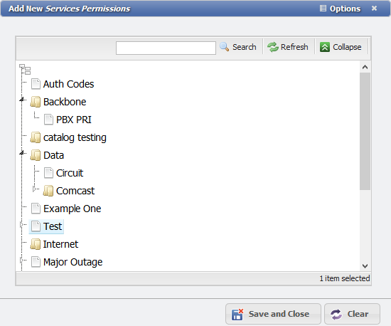 Add New Services Permissions form example