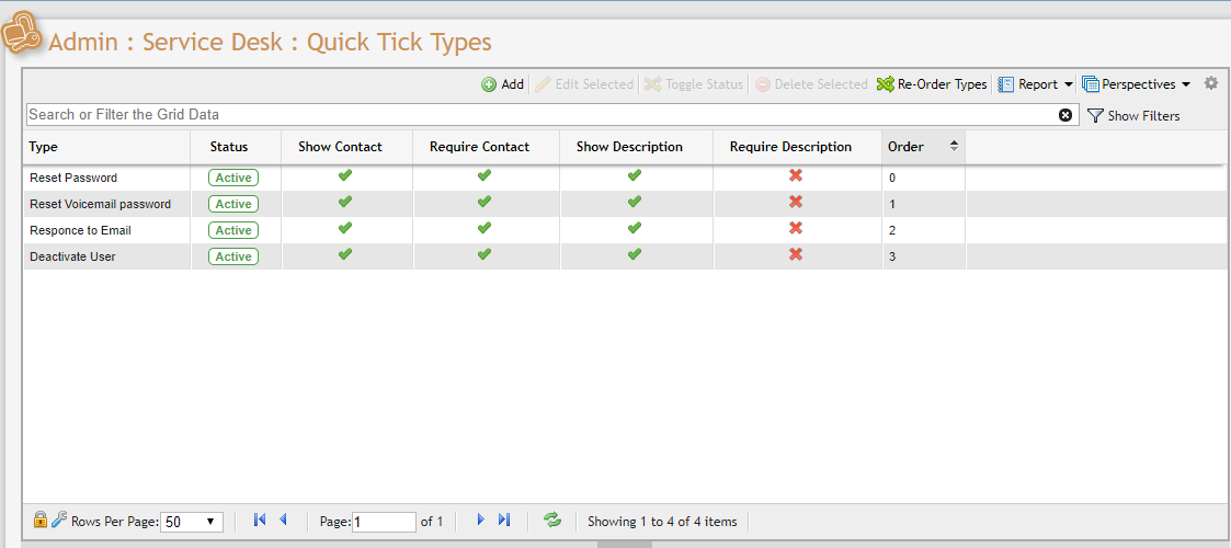 Quick Tick Types Grid