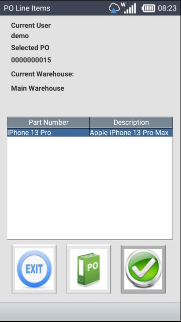 Purchase Order Line Items screen