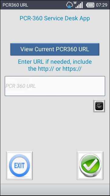 PCR350 URL screen