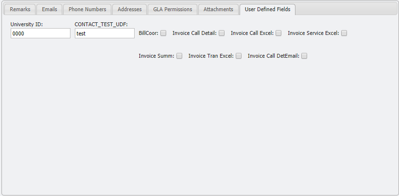 Manage Contacts User Defined Fields Tab Example