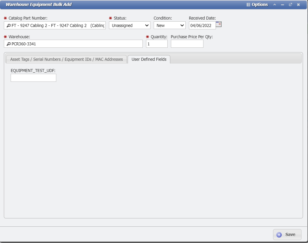 UDF Tab example