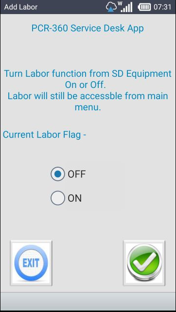 Admin Labor screen