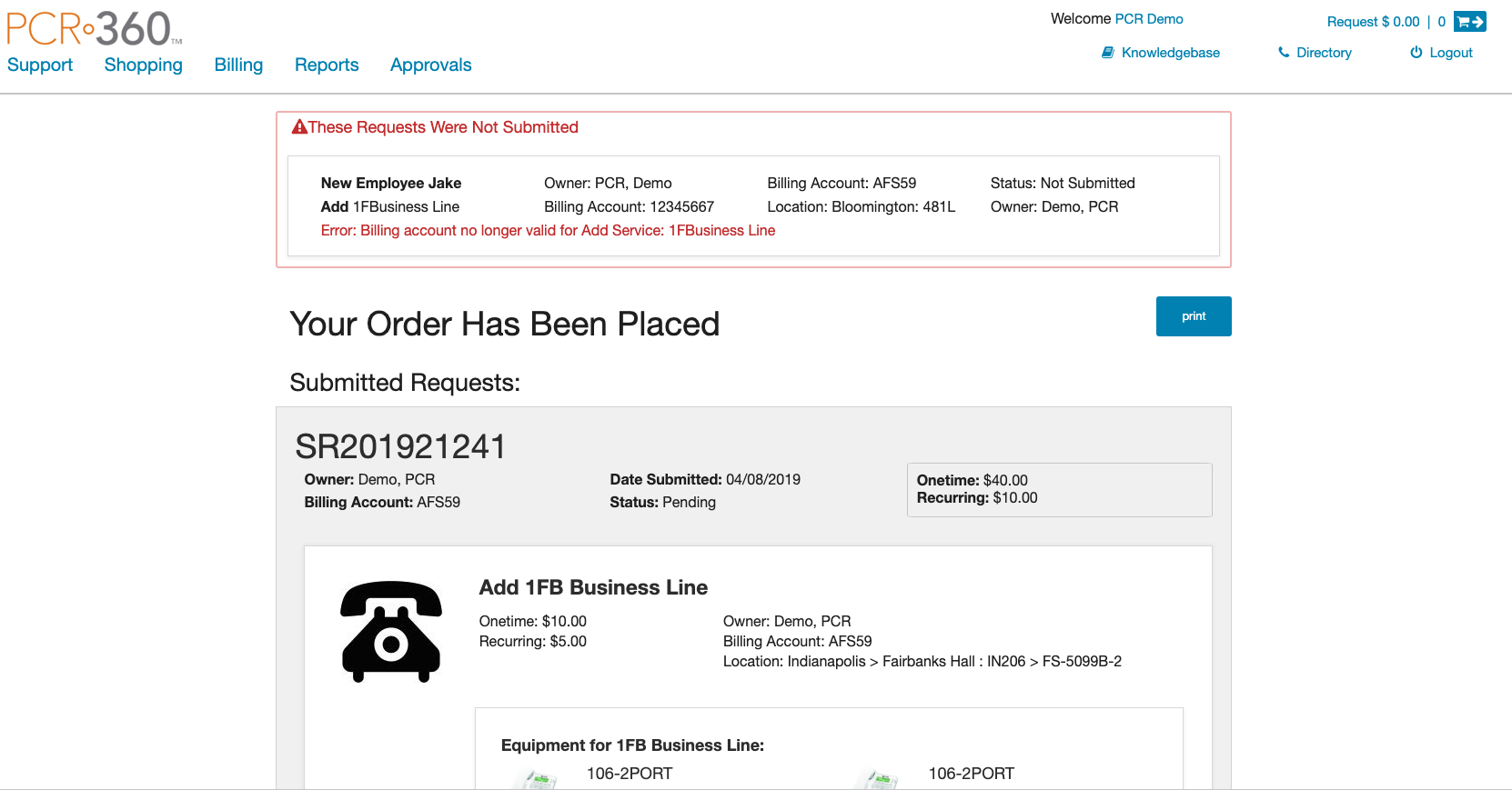 Requests Not Submitted Summary