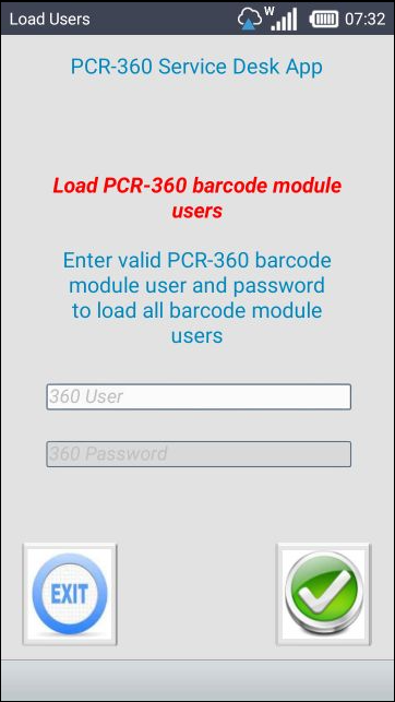 Load Users screen