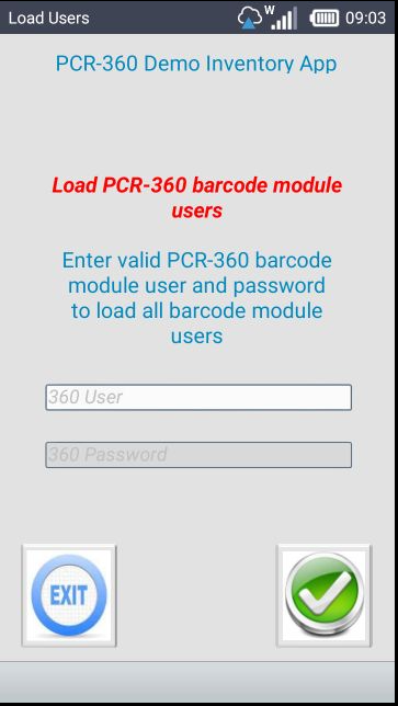 Load Users screen