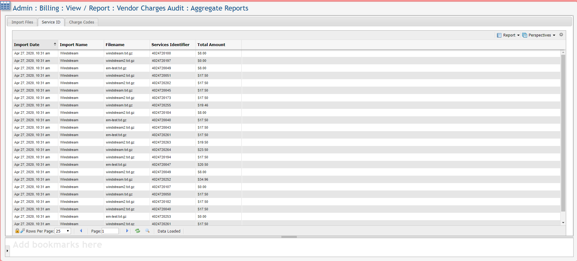 Expense Management Service ID Tab