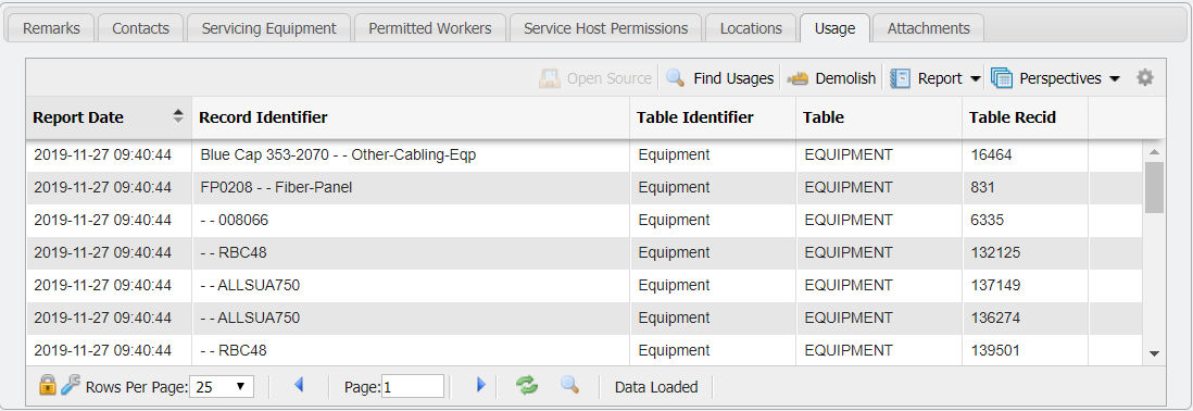 Usage Tab example